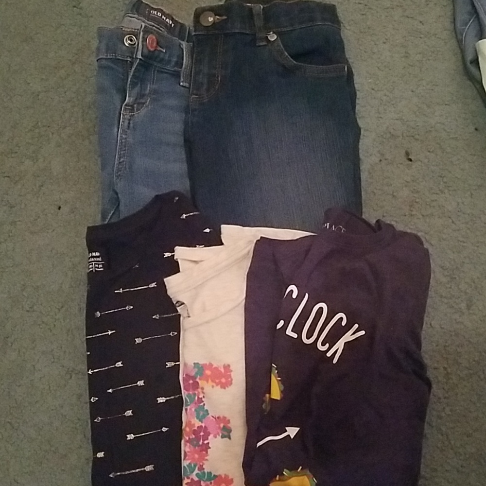 2 pair of jean and 3 shirts